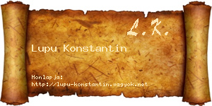 Lupu Konstantin névjegykártya